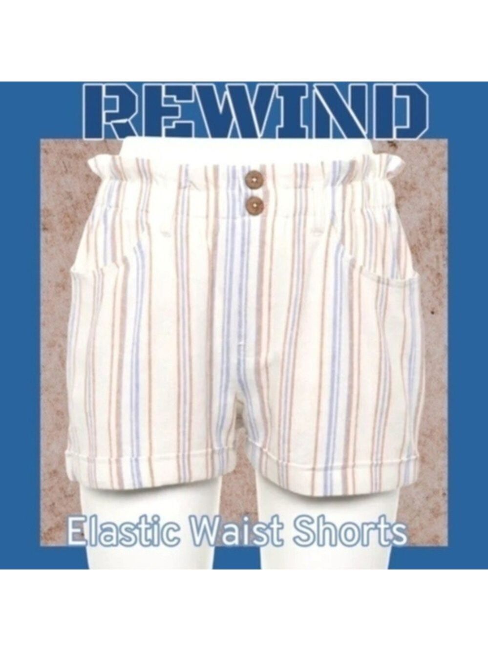 REWIND Junior's Elastic Waist Shorts In Light Blue Khaki